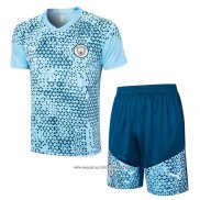 Tuta da Track Manchester City 23-24 Manica Corta Blu - Pantaloncini
