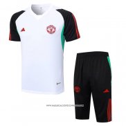 Tuta da Track Manchester United 23-24 Manica Corta Bianco e Nero - Pantaloncini