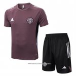 Tuta da Track Manchester United 25/26 Manica Corta Marrone - Pantaloncini