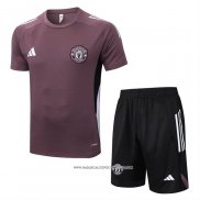 Tuta da Track Manchester United 25/26 Manica Corta Marrone - Pantaloncini