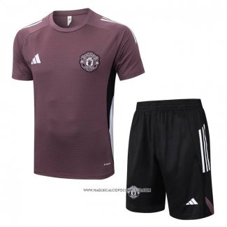 Tuta da Track Manchester United 25/26 Manica Corta Marrone - Pantaloncini