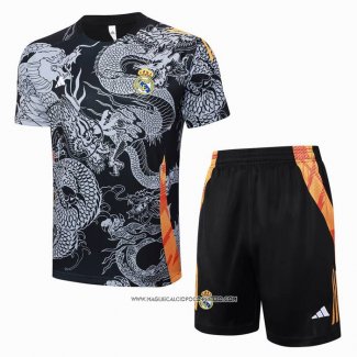 Tuta da Track Real Madrid 2024 Manica Corta Nero - Pantaloncini Dragon -2025