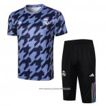 Tuta da Track Real Madrid Manica Corta Nero e Grigio - Pantaloncini 24-25