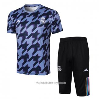 Tuta da Track Real Madrid Manica Corta Nero e Grigio - Pantaloncini 24-25