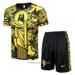 Tuta da Track Brasile Manica Corta Giallo - Pantaloncini Jesus 24-25