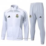 Tuta da Track Giacca Real Madrid 25/26 Bambino Bianco Grigio