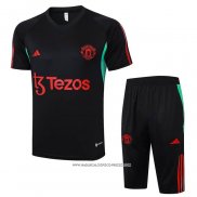 Tuta da Track Manchester United 2023-2024 Manica Corta Nero - Pantaloncini