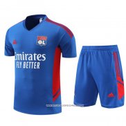 Tuta da Track Olympique Lione 22-23 Manica Corta Blu - Pantaloncini