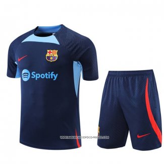 Tuta da Track Barcellona 2022-23 Manica Corta Blu - Pantaloncini