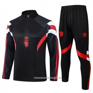 Tuta da Track Felpa Manchester United 2024 Bambino Nero -25