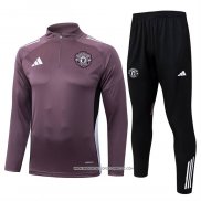 Tuta da Track Felpa Manchester United 25/26 Purpura