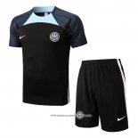 Tuta da Track Inter 2022-23 Manica Corta Nero - Pantaloncini