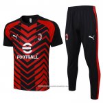 Tuta da Track Milan 23/24 Manica Corta Rosso e Nero
