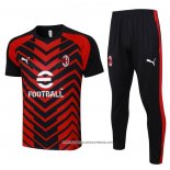 Tuta da Track Milan 23-24 Manica Corta Rosso e Nero