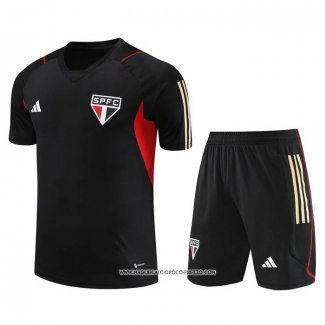 Tuta da Track Sao Paulo 2023-24 Manica Corta Nero - Pantaloncini