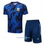 Tuta da Track Argentina 2022 Manica Corta Blu - Pantaloncini