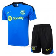 Tuta da Track Barcellona Manica Corta Blu - Pantaloncini 24-25