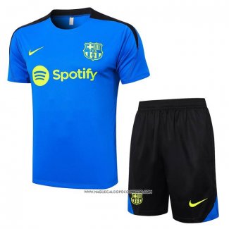 Tuta da Track Barcellona Manica Corta Blu - Pantaloncini 24-25