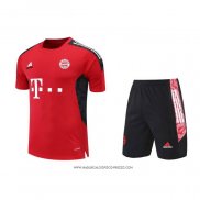 Tuta da Track Bayern Monaco 2022-23 Manica Corta Rosso - Pantaloncini