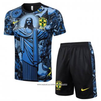 Tuta da Track Brasile Jesus 24-25 Manica Corta Blu - Pantaloncini