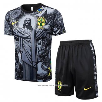 Tuta da Track Brasile Jesus 24-25 Manica Corta Nero - Pantaloncini