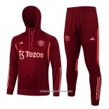 Tuta da Track Felpa Manchester United 23/24 Bambino Rosso Scuro