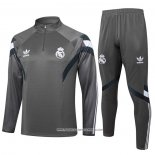 Tuta da Track Felpa Real Madrid 2024 Bambino Grigio -25