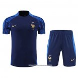 Tuta da Track Francia 2022-2023 Manica Corta Blu - Pantaloncini