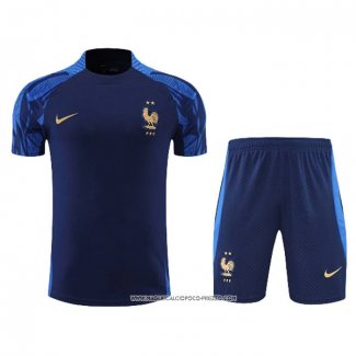 Tuta da Track Francia 2022-2023 Manica Corta Blu - Pantaloncini