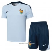 Tuta da Track Francia Manica Corta Azzurro - Pantaloncini 24-25