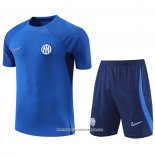Tuta da Track Inter 2022-23 Manica Corta Blu - Pantaloncini
