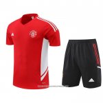 Tuta da Track Manchester United 22/23 Manica Corta Rosso - Pantaloncini