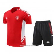 Tuta da Track Manchester United 2022-23 Manica Corta Rosso - Pantaloncini