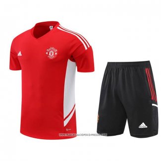 Tuta da Track Manchester United 2022-23 Manica Corta Rosso - Pantaloncini