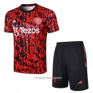 Tuta da Track Manchester United 2023-24 Manica Corta Rosso - Pantaloncini