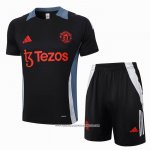 Tuta da Track Manchester United 24/25 Manica Corta Nero - Pantaloncini
