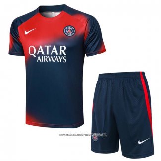 Tuta da Track Paris Saint-Germain 23-24 Manica Corta Rosso e Blu - Pantaloncini