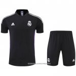 Tuta da Track Real Madrid 22/23 Manica Corta Nero e Purpura - Pantaloncini