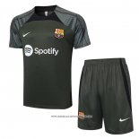 Tuta da Track Barcellona 23-24 Manica Corta Verde Scuro - Pantaloncini