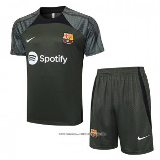 Tuta da Track Barcellona 23-24 Manica Corta Verde Scuro - Pantaloncini