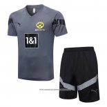 Tuta da Track Borussia Dortmund 2022-23 Manica Corta Grigio - Pantaloncini