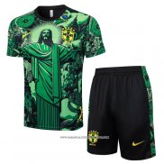 Tuta da Track Brasile Manica Corta Verde - Pantaloncini Jesus 24-25