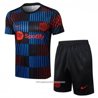 Tuta da Track Barcellona 2024 Manica Corta Blu - Pantaloncini