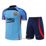 Tuta da Track Barcellona 22-23 Manica Corta Blu - Pantaloncini