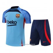 Tuta da Track Barcellona 22-23 Manica Corta Blu - Pantaloncini