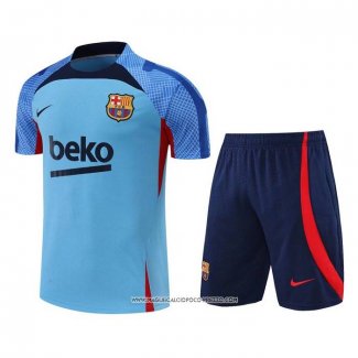 Tuta da Track Barcellona 22-23 Manica Corta Blu - Pantaloncini