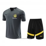 Tuta da Track Borussia Dortmund 2022-2023 Manica Corta Grigio - Pantaloncini