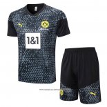 Tuta da Track Borussia Dortmund 23-24 Manica Corta Nero - Pantaloncini