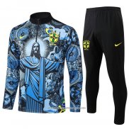 Tuta da Track Felpa Brasile Bambino Blu Jesus 24-25