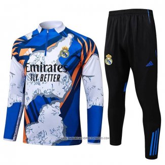 Tuta da Track Felpa Real Madrid 25/26 Bambino Blu Bianco